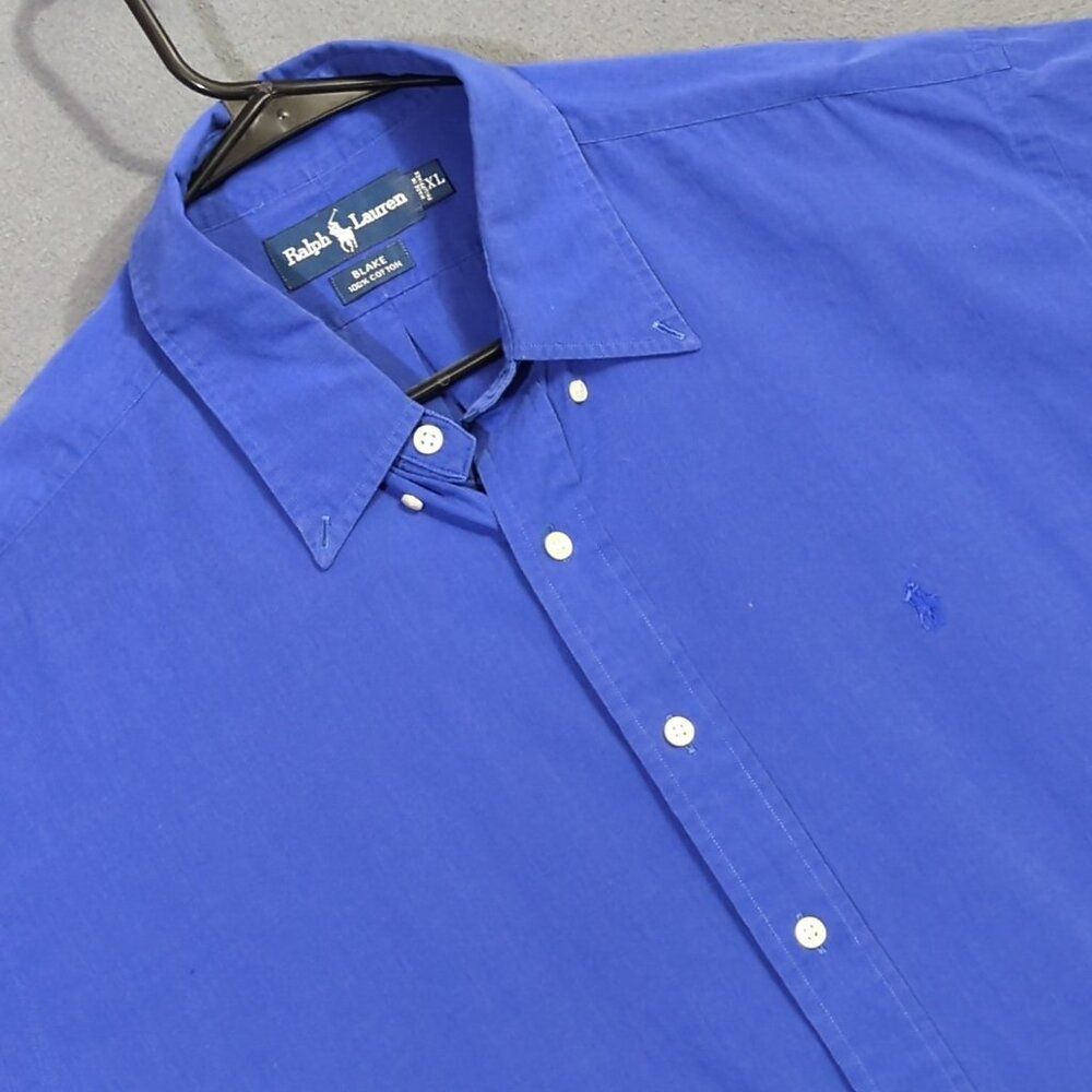 Ralph Lauren Shirt Men's XL Blue Blake Short Sleeve Button Down Cotton